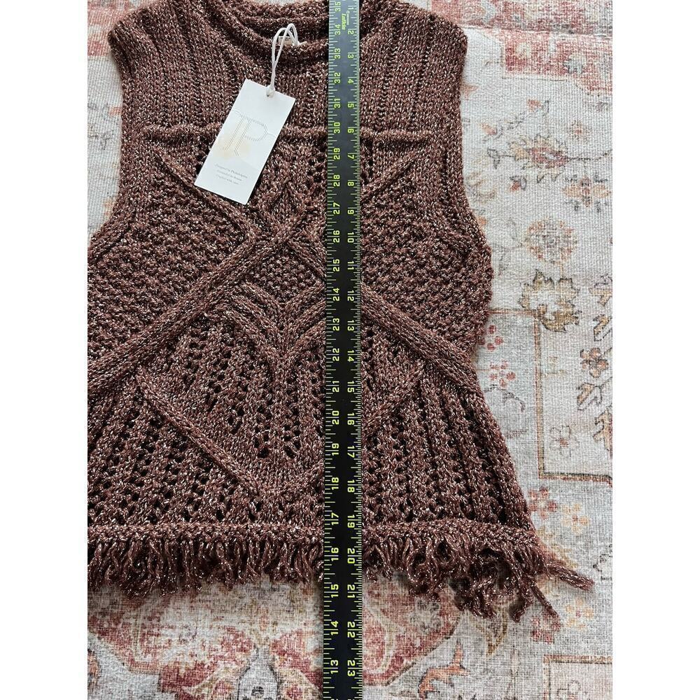 Anthropologie Pilcro Sweater Tank Fringe Crop Womens Size XS NWT Sequence - Picture 7 of 7